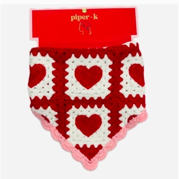 Piper K Accessories - Crochet Valentine's Hearts Head Scarf